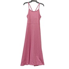 Pact Women's Pink Organic Cotton Fit  Flare Sleeveless Midi Dress Size L