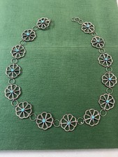 Vintage Native American Navajo Sterling Silver Concho Belt Turquoise 192gram 33  