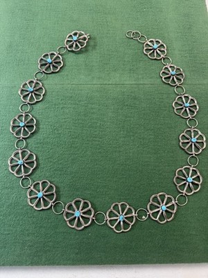 Vintage Native American Navajo Sterling Silver Concho Belt Turquoise 192gram 33 