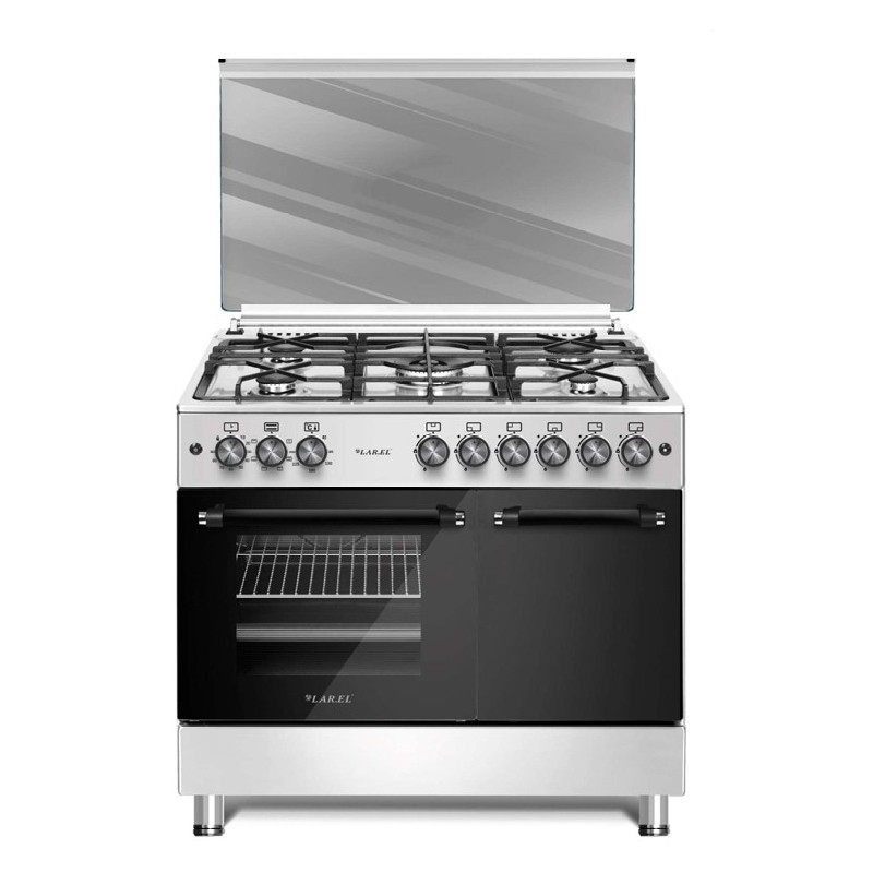 LAREL L90GXP CUCINA A GAS 90x60 5 FUOCHI FORNO A GAS VENTILATO - INOX