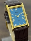 Vintage Seiko Slim Quartz Men's Wrist Watch Golden Plated Case : Leather strap
