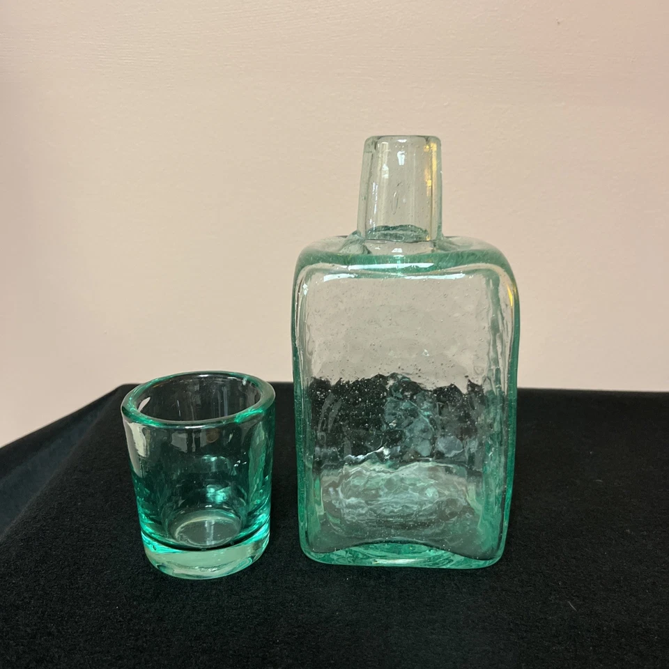Kalalou Seagram Green Bedside Water Carafe/Decanter and Drinking Glass Set - Image 2 of 3
