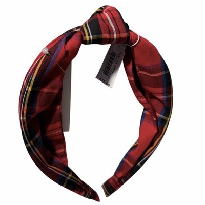 NEW J. Crew Headband Knot Tartan Bright Red Plaid CO406 | eBay