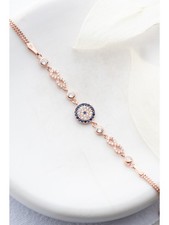 925er Silber Damenarmband, Zirkonia, Doppel-Unendlichkeit & Nazar-Motiv