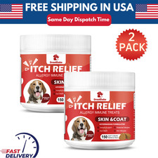 2X Dog Allergy Itch Relief  Immune Chews for Dogs with Omega 3,Barbecue Flavor