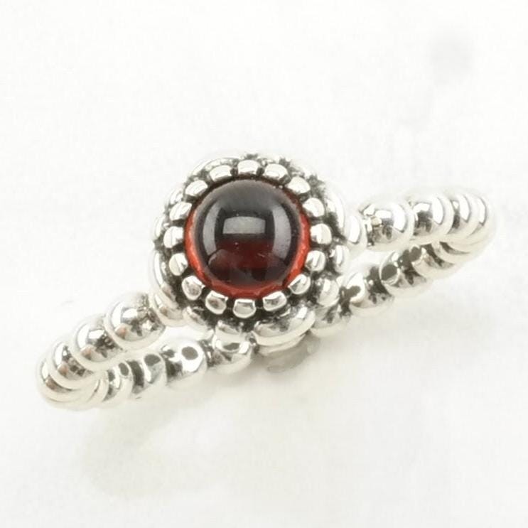 Pandora Silver Ring Garnet Stackable Sterling Red… - image 1
