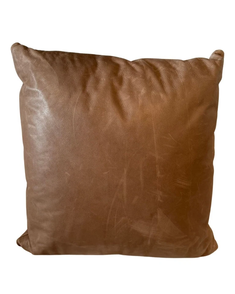 Luxury Faux Fur & Leather Throw Pillow Cover 20x20 - Image 2 of 4