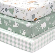 Baby Crib Sheets for Boys and Girls, 3 Pack Fitted Crib Sheets Neutral for