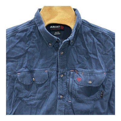 Ariat FR Shirt Mens 2XL Blue Flame Resistant Workwear Button Up Long Sleeve
