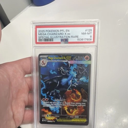 Pokémon Mega Charizard X EX 125/094 Phantasmal Flames Holo Rare PSA 8 2025