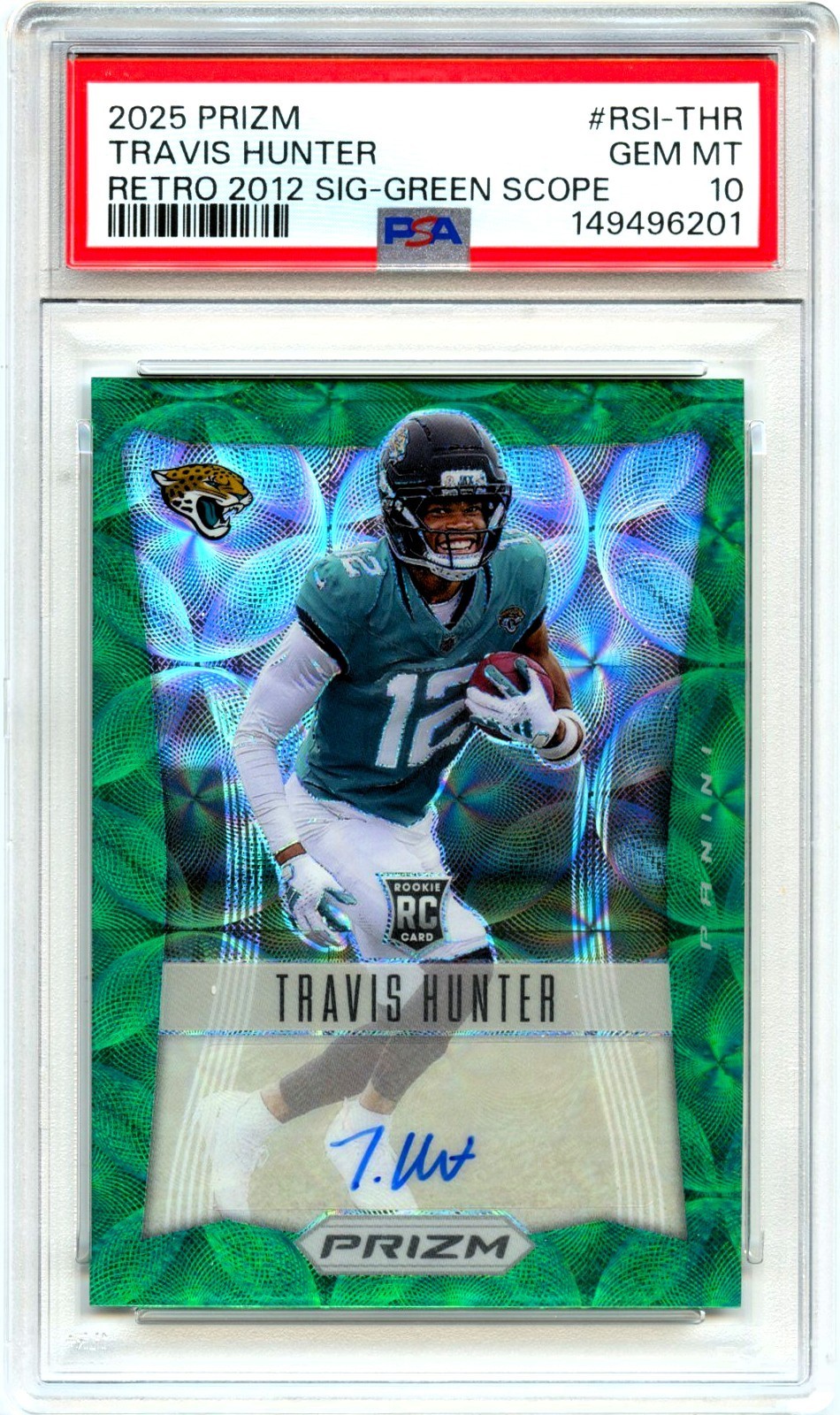 Travis Hunter Panini Prizm Retro 2012 Signatures #RSITHR Green Scope