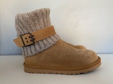 UGG Australia Cambridge Knit Suede Boots Chestnut Brown Womens Size 6