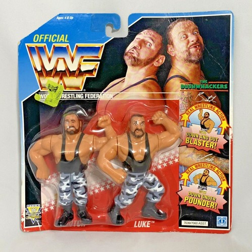 WWF Hasbro BUSHWHACKERS luke & butch Blue Card...