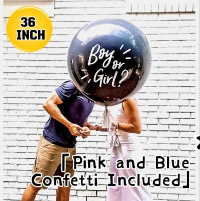 36 Zoll großer Gender Reveal Ballon mit blauem und rosa Konfetti Babyparty UK