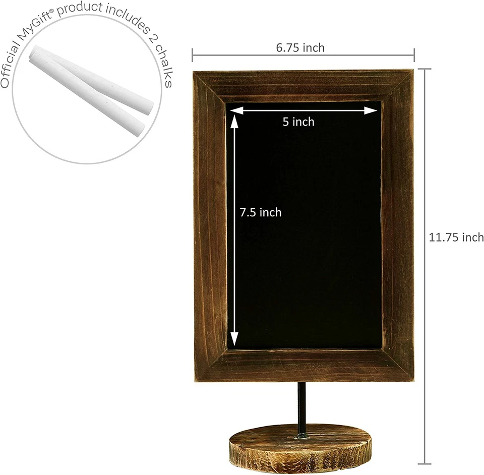 MyGift Set of 2 Burnt Wood Framed 12 Inch Chalkboard Countertop Message Sign - Image 4 of 4
