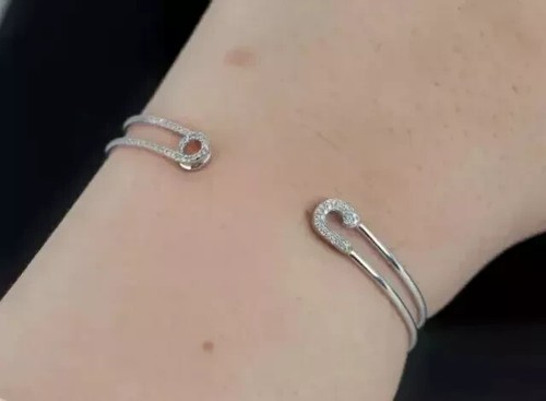 1 Ct Round Cut Lab-Created Diamond Women's Bangle Bracelet 14K White Gold Plated - Picture 2 of 3