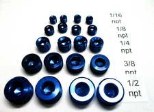 Pipe Plug Assortment Kit 1/16" npt thru 1/2" npt Blue Anodized 6061t6 alum 20 pc