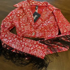 Forplay Saddle Up Sexy Cowgirl CROP TOP Fringe S/M NEW with Tag