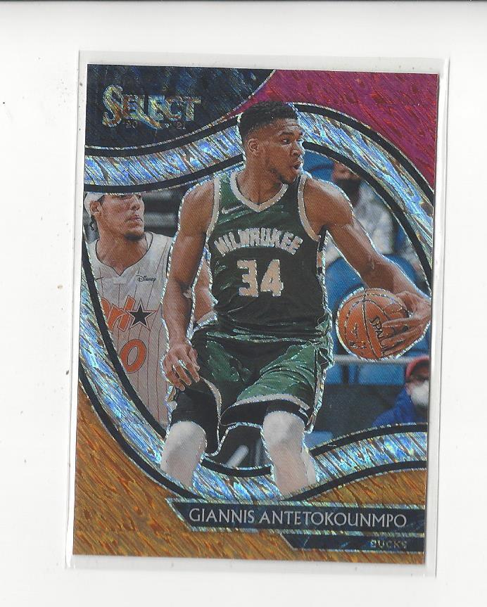 2020-21 Select Prizms Red White Orange Shimmer #224 Giannis Antetokounmpo Bucks
