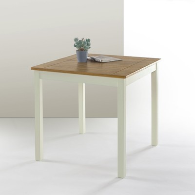 Square Wood Kitchen Table Country Dining Room Furniture White Leg
