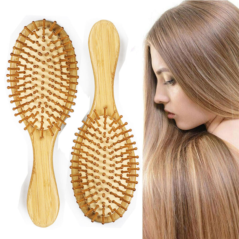 Cepillo de bambú para cabello cuero cabelludo orgánico de madera Co Comb masaje ✲