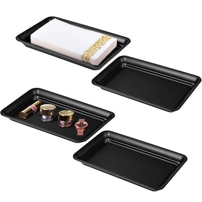 Vintage Farmhouse Metal Vanity Tray Organizer for Bathroom Accessories Black