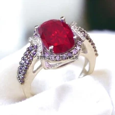 Ruby Oval Cut Gemstone With 925 Sterling Silver Ring For Men's #A521