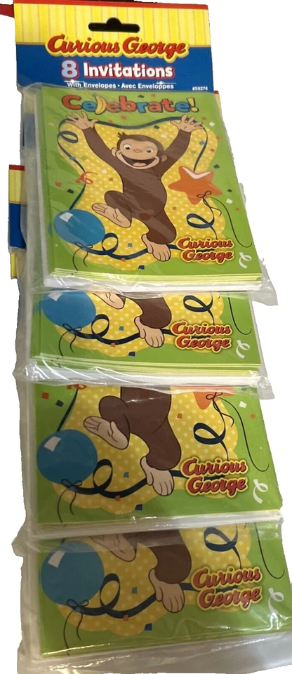 Lote de 4 CURIOSAS INVITACIONES DE FIESTA GEORGE - CELEBRAR - 8 CT/SOBRES (32) NUEVAS Foto 3 de 4