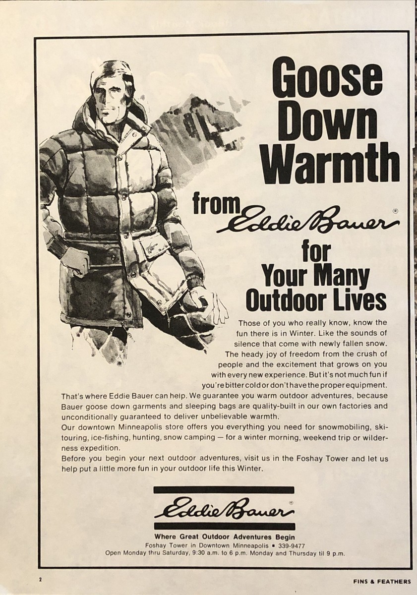 1973 Eddie Bauer Outdoor PRINT AD Goose Down Foshay Tower 1973 Eddie Bauer Outdoor PRINT AD Goose Down Foshay Tower