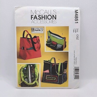 McCall's Crafts 4851 Tote Organizer Travel Shoulder Bag Sewing Pattern Uncut