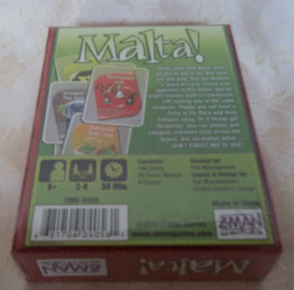 Malta! Card Game cutthroat strategy Brand new Zman games 8+ 2010
