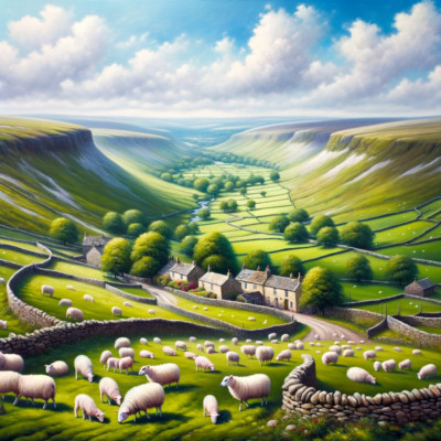 Yorkshire Dales Ölgemälde Kunst Luxus Leinwand Wand Bild Druck bunt