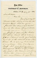 1866 Schoharie NY Letter Law Office Signed Nathan P Hinman Local Affairs Antique