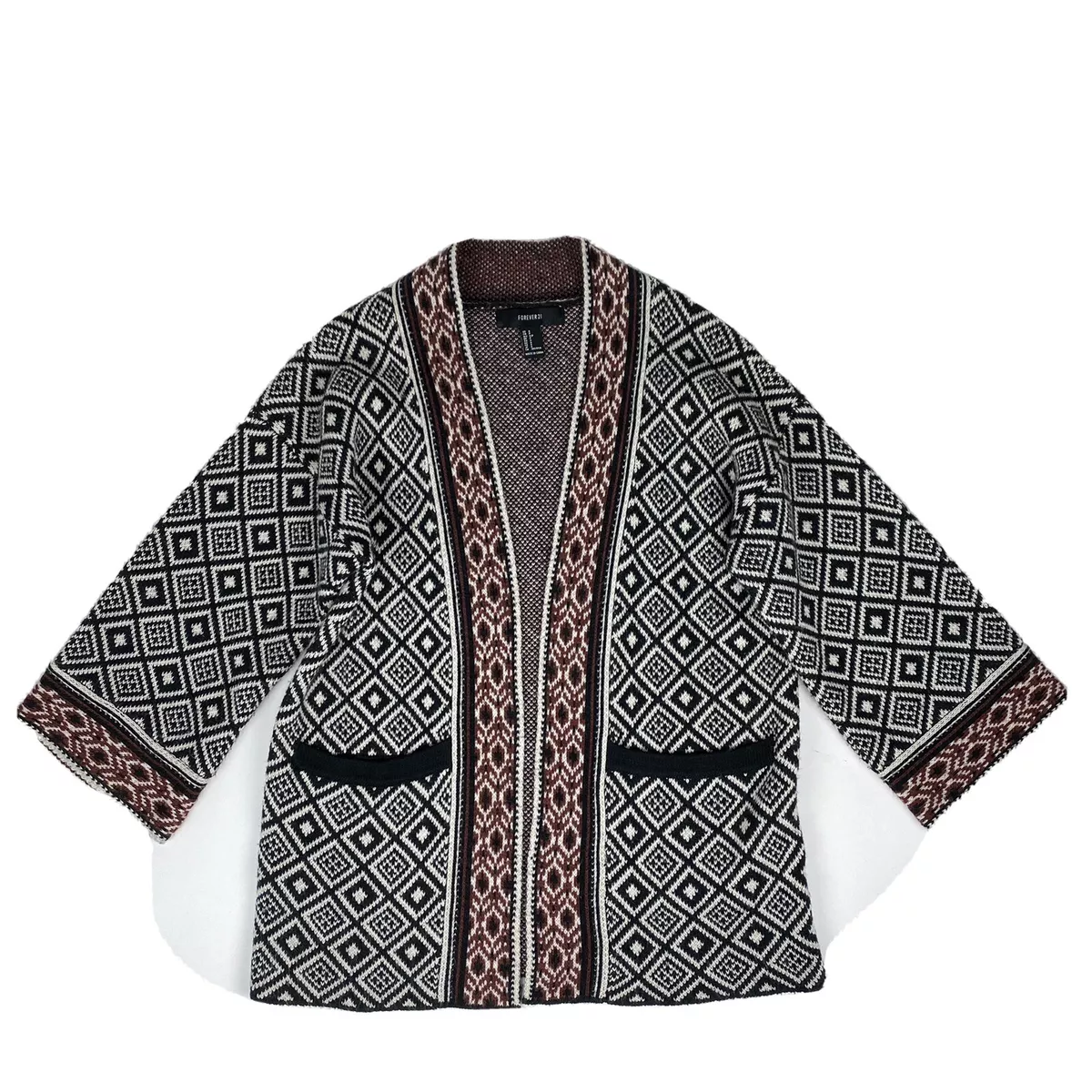 Forever 21 Women S Open Front Kimono Style Cardigan Sweater 3 4