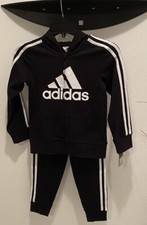 adidas Kids Black Hoodie  Joggers 2 Pc Set-5 - NWT-Retail 52 - Free Ship 