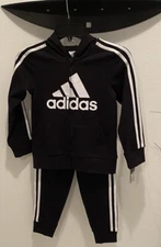 adidas Kids Black Hoodie & Joggers 2 Pc Set-5 - NWT-Retail $52 - Free Ship!