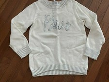 Gymboree Girls Ivory Silver Sequin Paris Eiffel Tower Sweater Medium 7 8 New