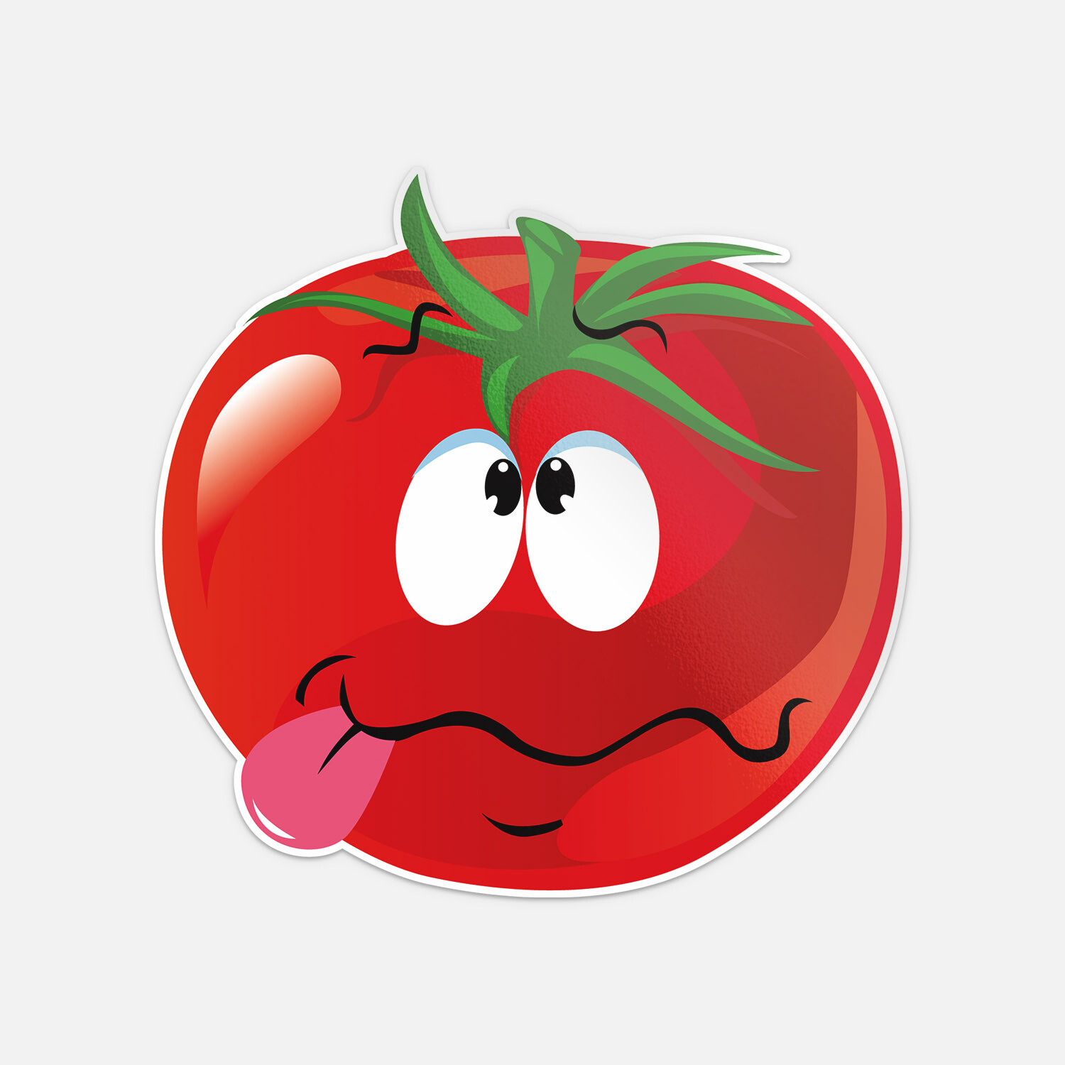 Funny Cartoon Tomato Smiley With Tongue Exspression Vinyl Sticker Decal funny-cartoon-tomato-smiley-with-tongue-exspression-vinyl-sticker-decal