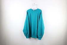 Vintage 90s Streetwear Mens Size 3XL Faded Blank Crewneck Sweatshirt Teal USA