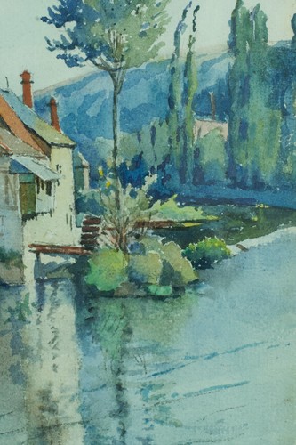 Dessin ancien vue de la Creuse Argenton moulin Pierre Louis Moreau aquarelle - Photo 5/9