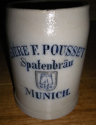 Steinzeugkrug Bier F. PUSSET Spatenbräu München