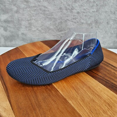 Rothys Midnight Metallic Herringbone Ballet Flats 9 Blue Black Retired Shimmer