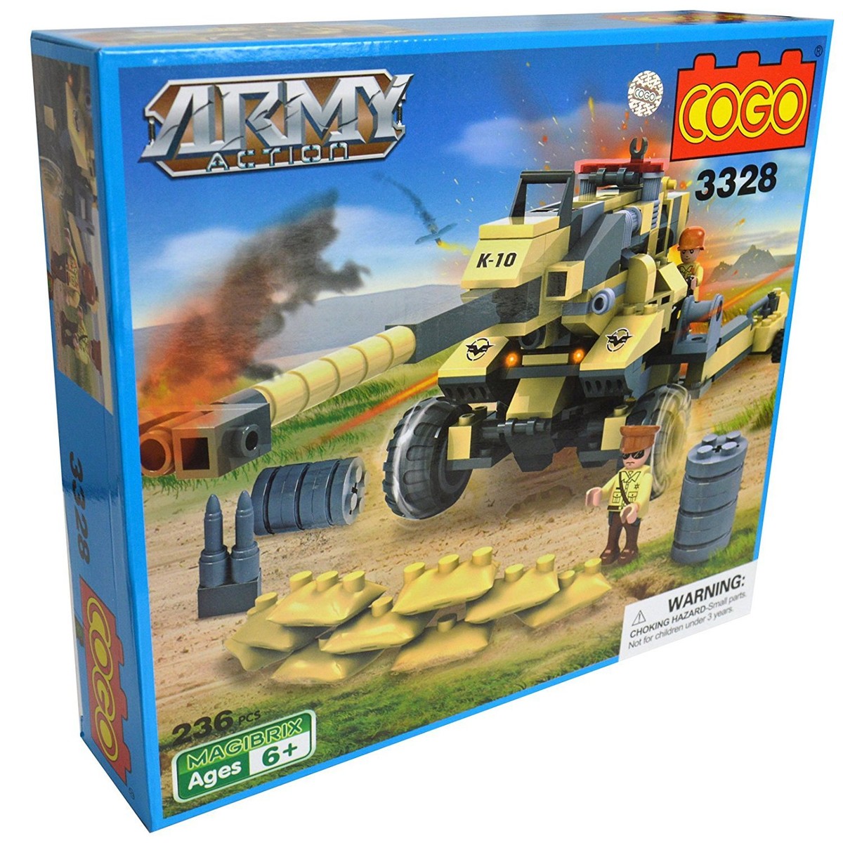 Army Action Artillery Cannon Building Blocks Cogo Kids Childrens