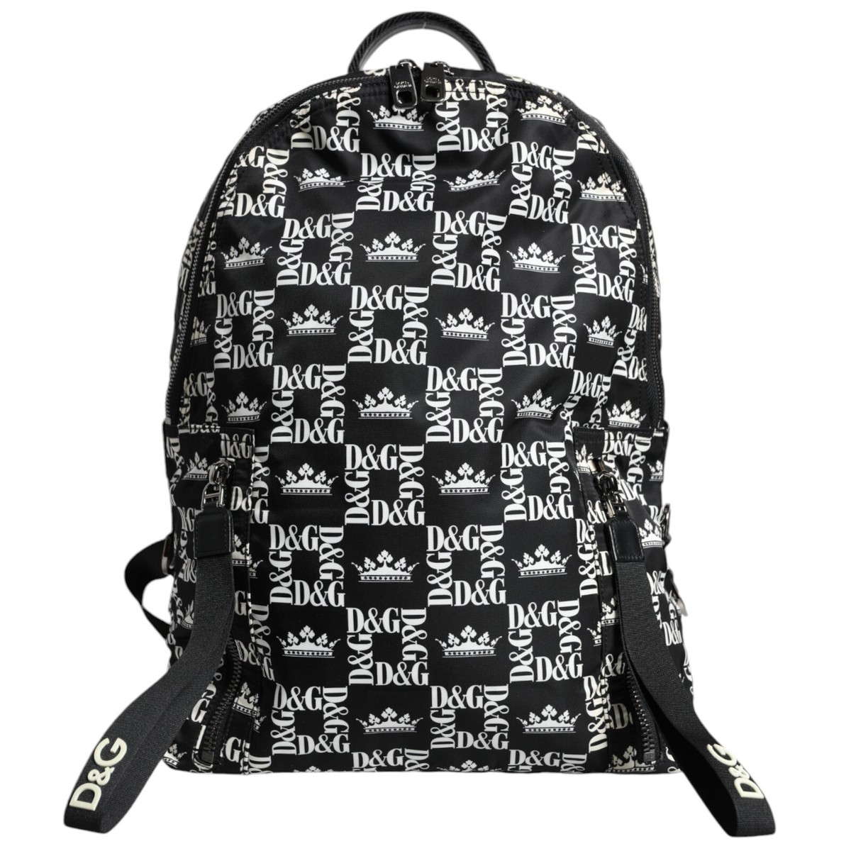 DOLCE & GABBANA Bag Black White DG Crown Logo Nylon Backpack DOLCE & GABBANA Bag Black White DG Crown Logo Nylon Backpack