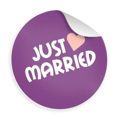 24x itenga Sticker Just Married Motiv 43 4cm Geschenk Aufkleber Hochzeit