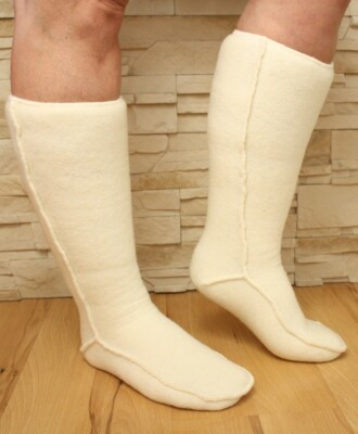 Perfect Wool Pure Sheep Wool Knee High Socks - Woolmark Certified - Women's (White, Size 36-43)