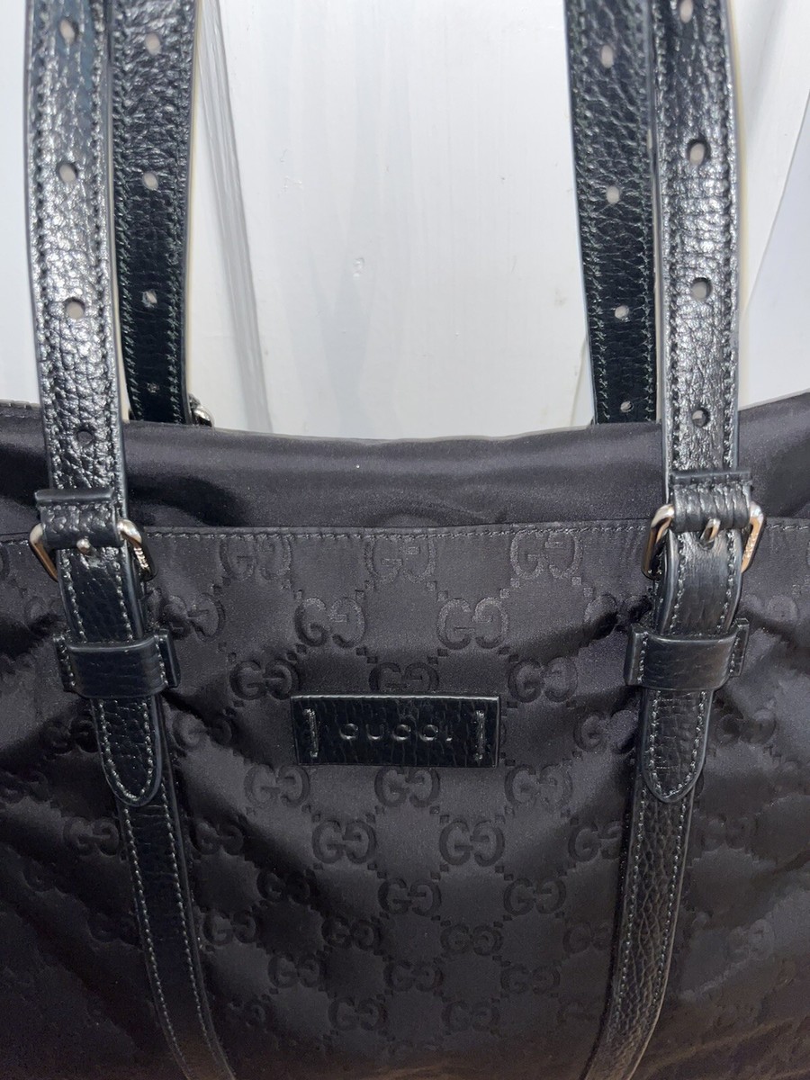 Gucci Nylon Monogram 2-Way Tote Black Detachable Strap Top
