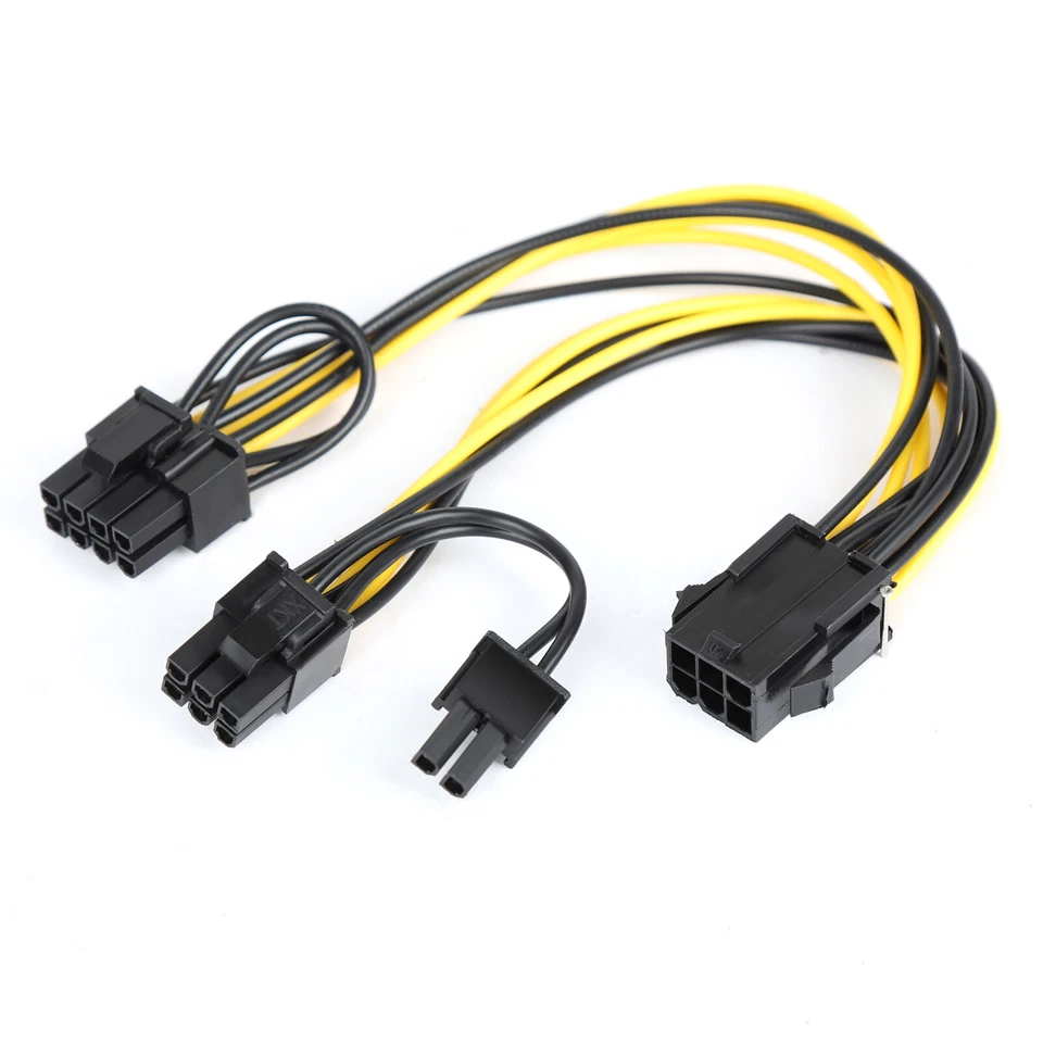 10 Pcs PCIE 6 pin Female to Dual PCI-E 8 pin (6+2) Male GPU Power Cable Splitter - Image 2 of 4