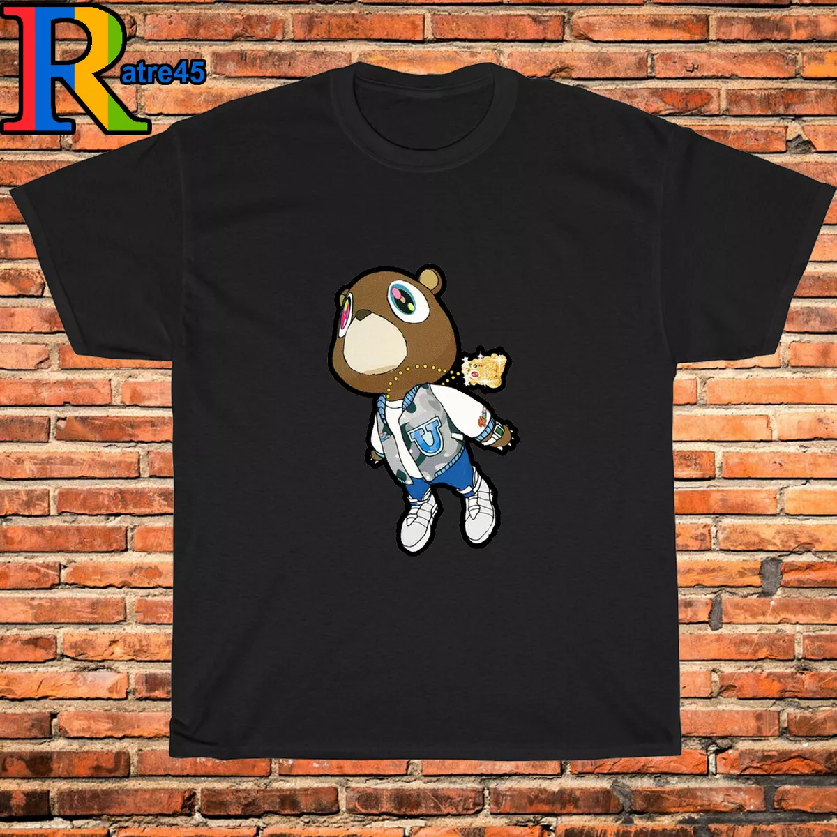 New T Shirt Kanye West Graduation Bear logo Black Grey White Navy