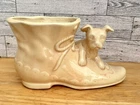Vintage Shawnee Cream Shoe and Dog Puppy Planter Marked USA